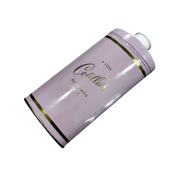 VIntage AVON "COTILLION" PERFUMED TALC 2.75 oz TIN Full Mid Century Pink Gift - Picture 1 of 4